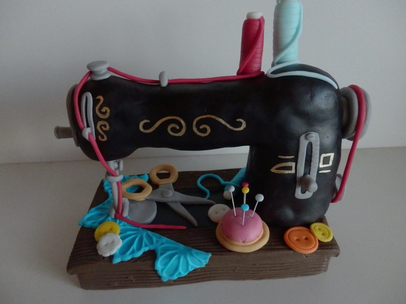 Fondant cake topper sewing machine retro Etsy