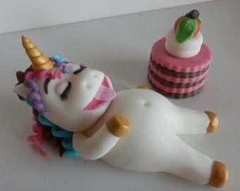 Fondantcake toppers Unicornio y pastel