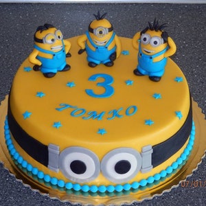 Fondant cake 3d toppers minions 3pcs. set edible image 4