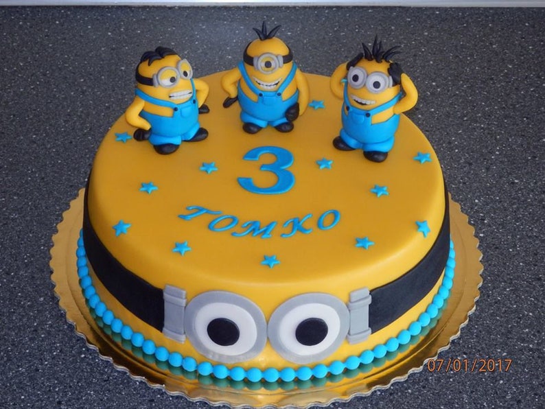 Fondant cake 3d toppers minions 3pcs. set edible image 4