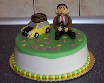 Fondant pastel toppers 3D, Mr.bean, mini coche
