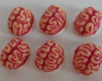 Cupcake toppers fondant cerebros 6 piezas. conjunto hecho a mano