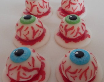 Cupcake toppers ojos fondant 6 piezas. conjunto hecho a mano