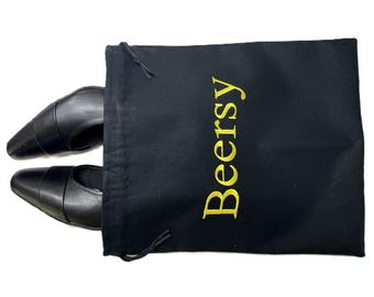 Sac à chaussures noir ouvert 11,5 pouces avec doublure - Sac à chaussures sans broderie - Sac à chaussures pour femme - Sac à chaussures pour hôtesse de l'air - Sac à chaussures pour homme - Sac à chaussures de mariage