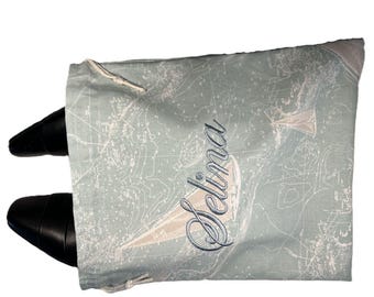 NOUVEAU - Sac à chaussures de voyage personnalisé Sail Away : rangement des chaussures sans les porter, cadeau brodé pour quelqu'un qui voyage, espace de rangement pour ses chaussures