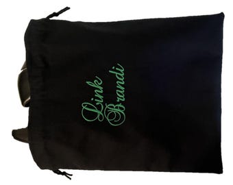 Sac à chaussures noir ouvert 11,5 pouces avec doublure - Sac à chaussures sans broderie - Sac à chaussures pour femme - Sac à chaussures pour hôtesse de l'air - Sac à chaussures pour homme - Sac à chaussures de mariage