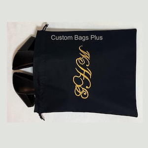 Black Shoe Bag Open 11.5 Inch with Lining-Free Embroidery-Woman Shoe Bag-Stewardess Shoe Bag-Men Shoe Bag-Wedding Shoe Bag