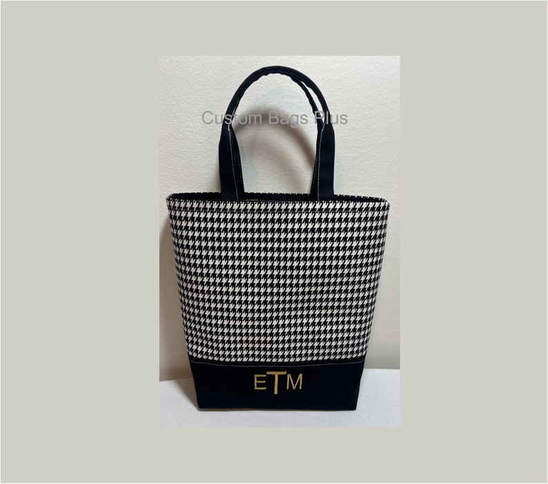 3 Inch Houndstooth Bible Handbag-Embroidered-Inside Pocket-Bible Case Bag-Bible Tote Bag-Holy Bible Bag-Personalize Tote Bag-Weekender Bag image 1