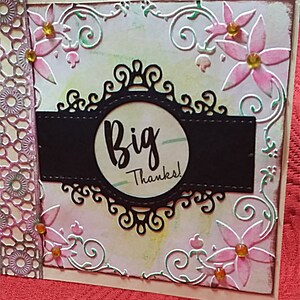 CARTE BIG THANKS Jaune embossée et strass