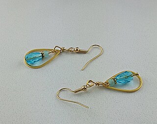 Orecchini Pendenti Donna Homxi Placcati Oro – A Goccia Con Zirconia Cubica, Colore Oro E Blu, Ipoallergenici
