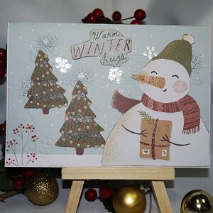 CARTE VŒUX BONHOMME de neige dessin naïf