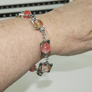 WATERMELON TOURMALINE BRACELET - Tibetan Silver - vintage couture inspiration