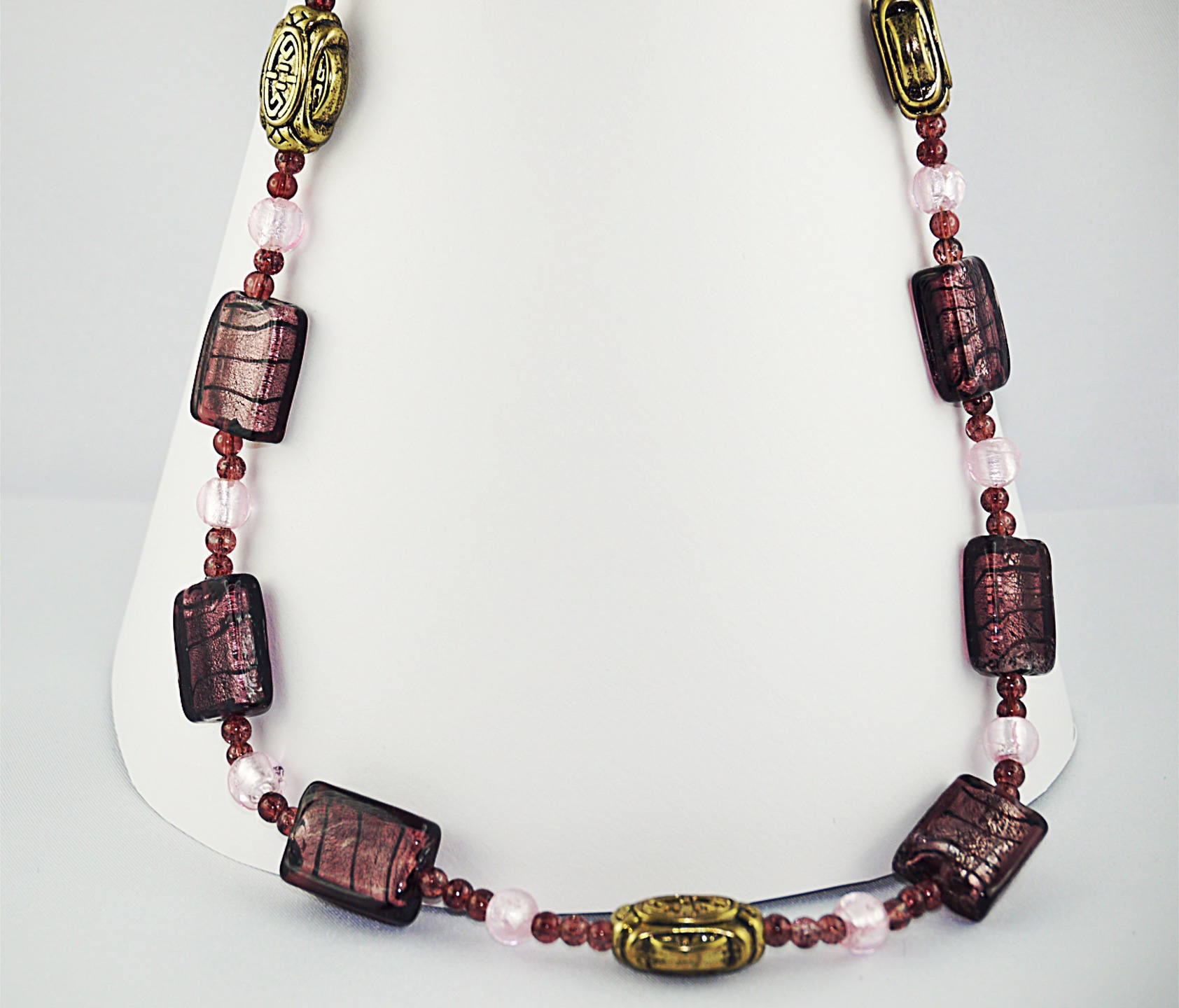 Collier Cordon Cuir Rose Avec Charms Perles Murano - Bijou Européen Bohème - Neuf Sans Emballage