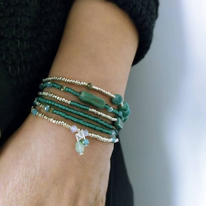 Multi-row bracelet, women&#39;s seed bead bracelet, multi-turn wrist cuff bracelet, crystal bead best friend bracelet