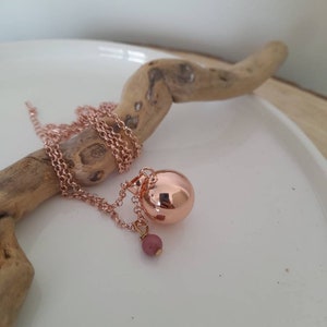 Pregnancy bola plated rose gold, customizable, lithotherapy, natural stone, fine stone,