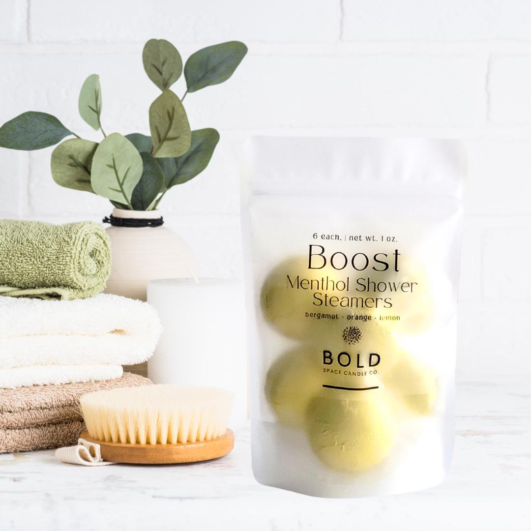 Boost Shower Steamers: Bergamot, Orange & Lemon - Menthol Crystals