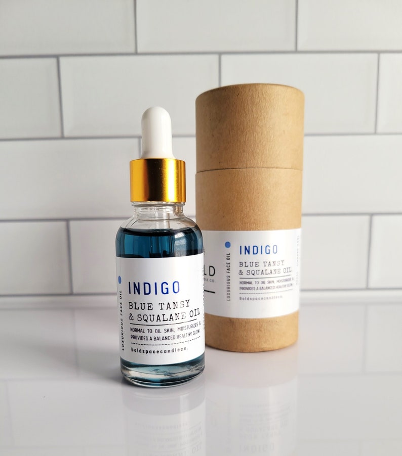 1 oz. Blue Tansy & Squalane Face Serum. Glass dropper bottle for the best skincare!