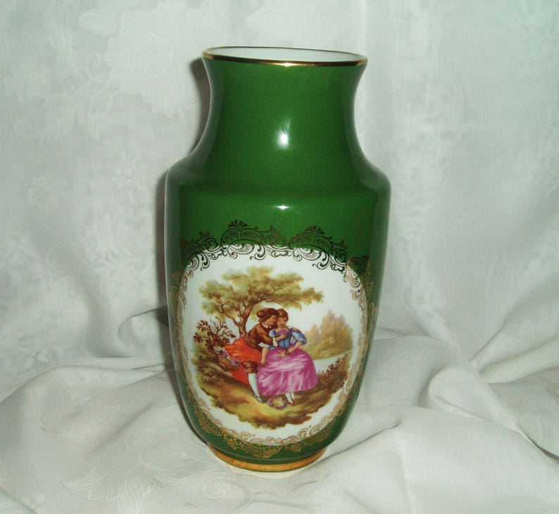 Vintage Limoges La Reine Fragonard Vase Etsy