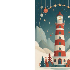Printable Holiday Card: Festive Lighthouse 4 Digital Cards - Etsy