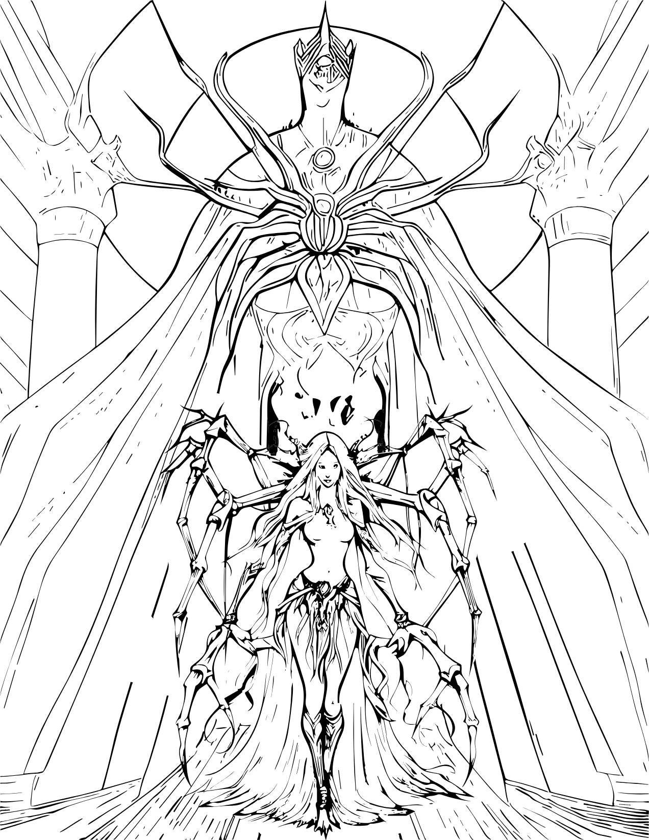 Loth the Spider Queen Adult Coloring Pages - Etsy