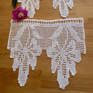 Pair of handmade crochet privacy curtains or valances