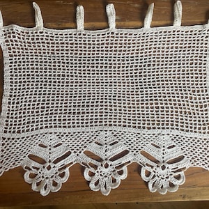 Pair of handmade crocheted privacy curtains or valances