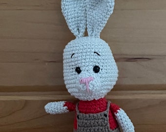 Handmade crochet rabbit cuddly toy