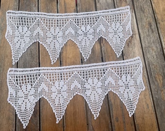 Paire de rideaux brise-vue ou cantonnières fait main au crochet