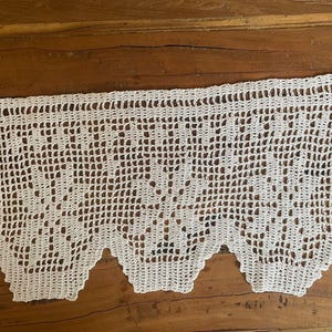 Pair of handmade crocheted privacy curtains or valances