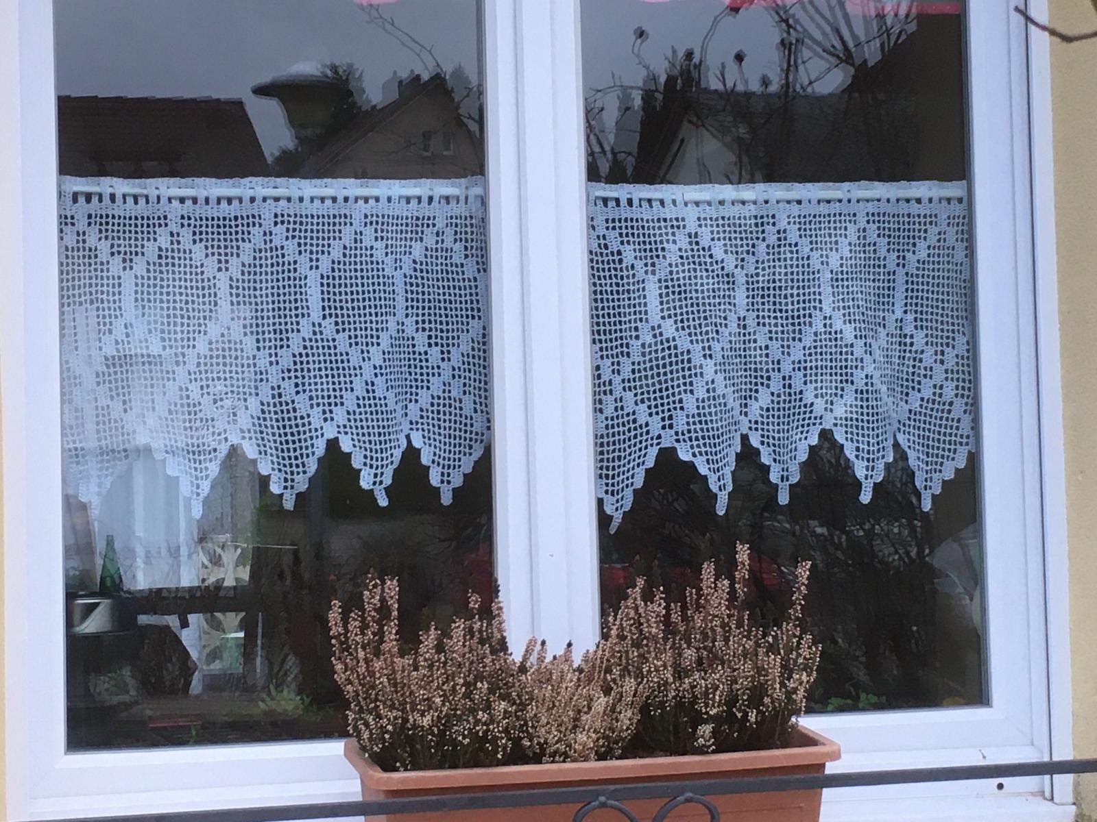 Paire de Rideaux Brise-Vue ou Cantonnières Fait Main Au Crochet