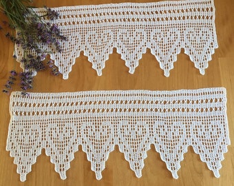 Paire de rideaux brise-vue ou cantonnières fait main au crochet