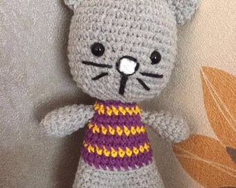 Handmade crochet kitten cuddly toy 15 cm