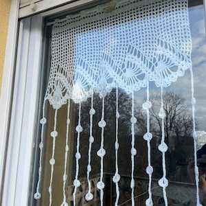 Pair of handmade crochet curtains or valances