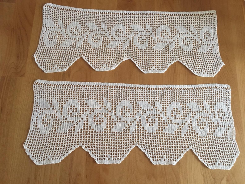 Paire de rideaux brise-vue ou cantonnières fait main au crochet image 1