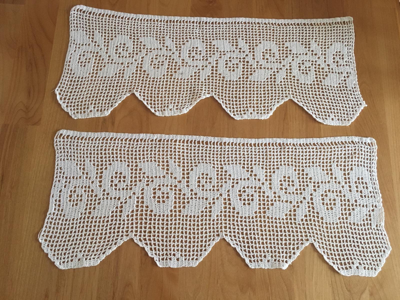 Paire de Rideaux Brise-Vue ou Cantonnières Fait Main Au Crochet