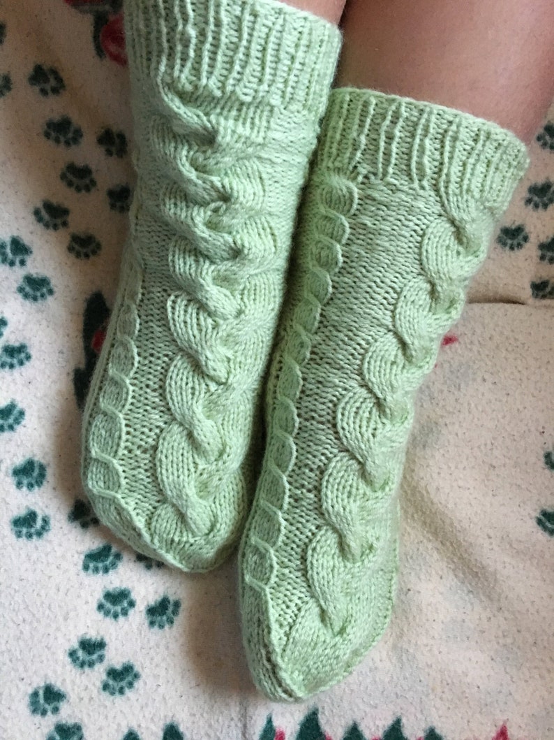 Green/&grey socks handmade knitted