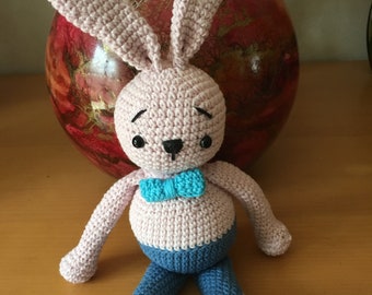 Handmade crochet rabbit cuddly toy