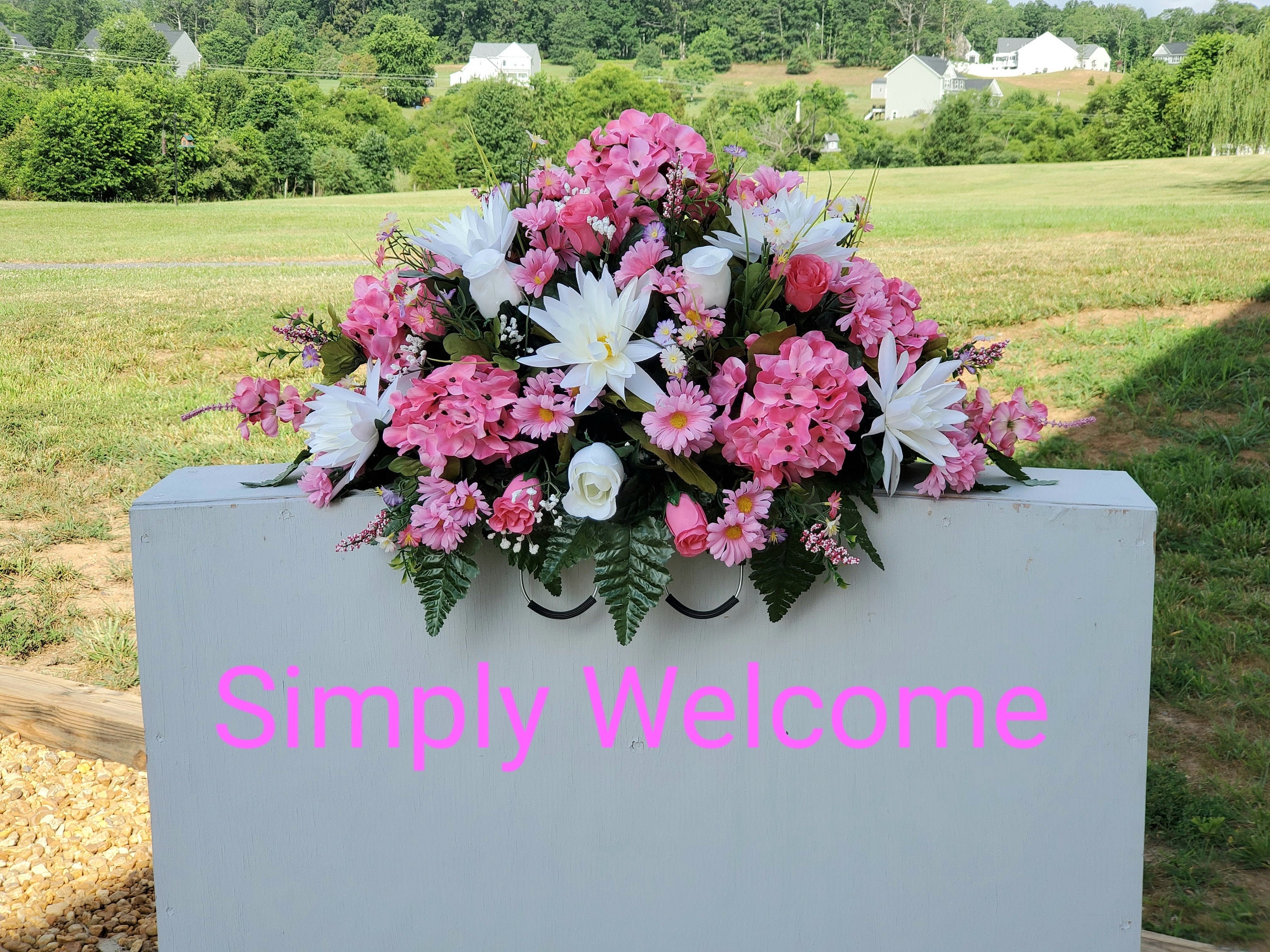 Summer Headstone Saddle Cemetery Flowers Grave Saddle Etsy