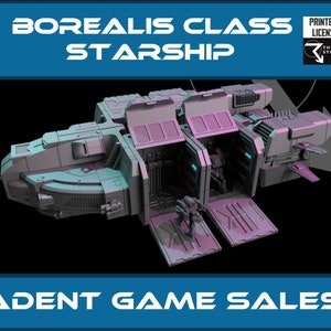 Borealis Class Dropship - HEXTECH Series - Custom - FREE SHIPPING - Printed, Trimmed, and Assembled - Design by Thunderhead Studio