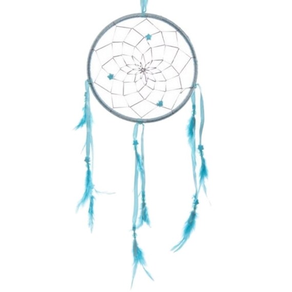 Attrape-Reves | ou Dreamcatcher en Plumes Veritables 15.5cm - Turquoise