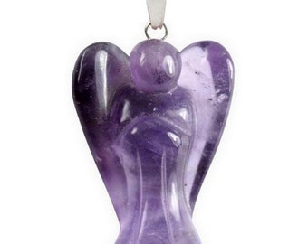 Pendentif ange divin en plaqué argent - améthyste