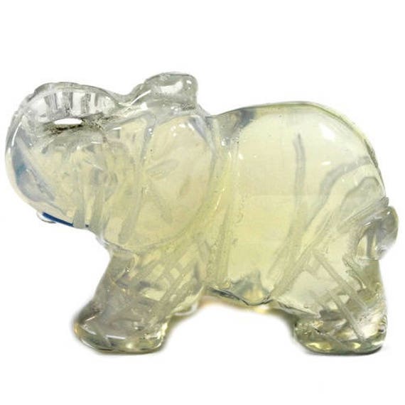 statuette Éléphant en Pierre de Lune Synthétique | Opalite 5cm