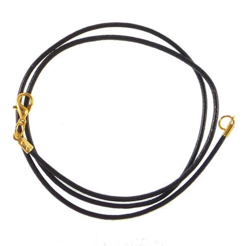 Goldplated Black Leather Clasp Cord Necklace Etsy UK