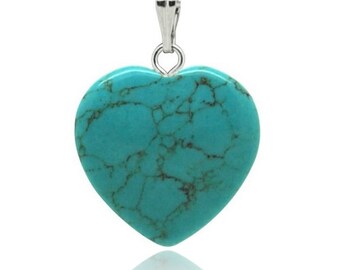 Silver plated - turquoise heart pendant