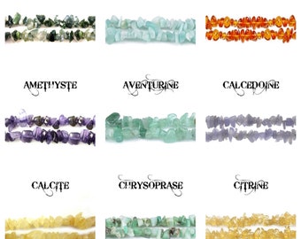 Natural stone chips x25 - choice: moss agate, amazonite, amber, amethyst, blue chalcedony, calcite, chrysoprase, citrine