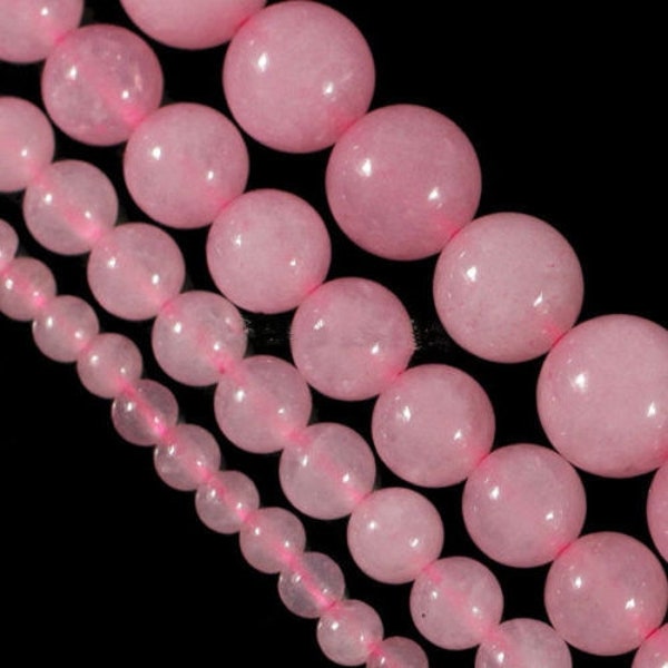 Perle ronde en quartz rose - au choix : 4mm 6mm 8mm 10mm
