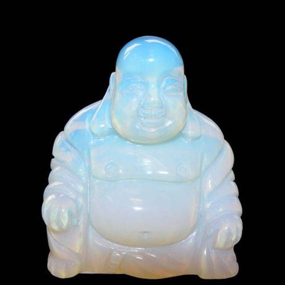 statuette Bouddha Chinois Rieur en Pierre de Lune Synthétique | Opalite 5cm