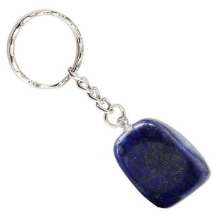 Porte clef pierre roulée en plaqué argent au choix : labradorite, lapis lazuli, malachite, obsidienne, oeil de tigre, opalite, quartz cerise Lapis-lazuli