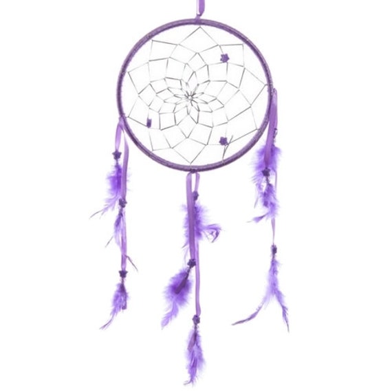 Attrape-Reves | ou Dreamcatcher en Plumes Veritables 15.5cm - Violet