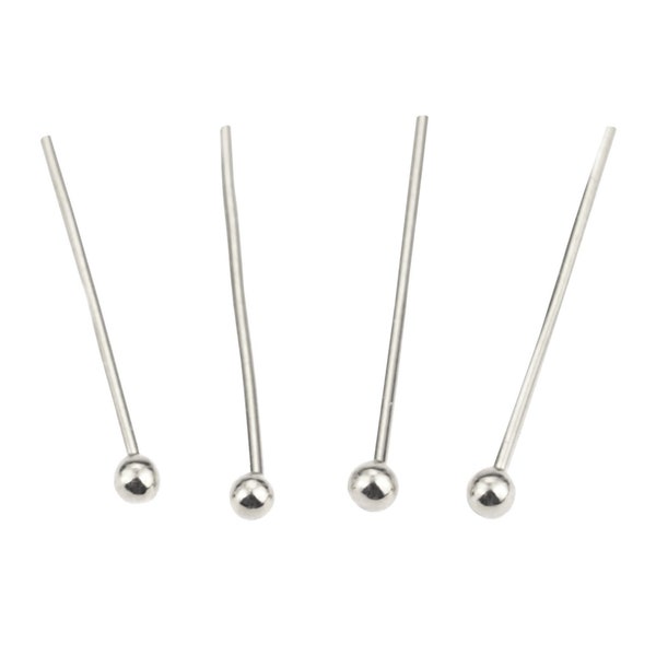 Lot de 4 Clous Tige Tête boule en Argent Massif 925 Longueur 20 -50 mm Apprets de bijouterie professionnelle pour vos créations